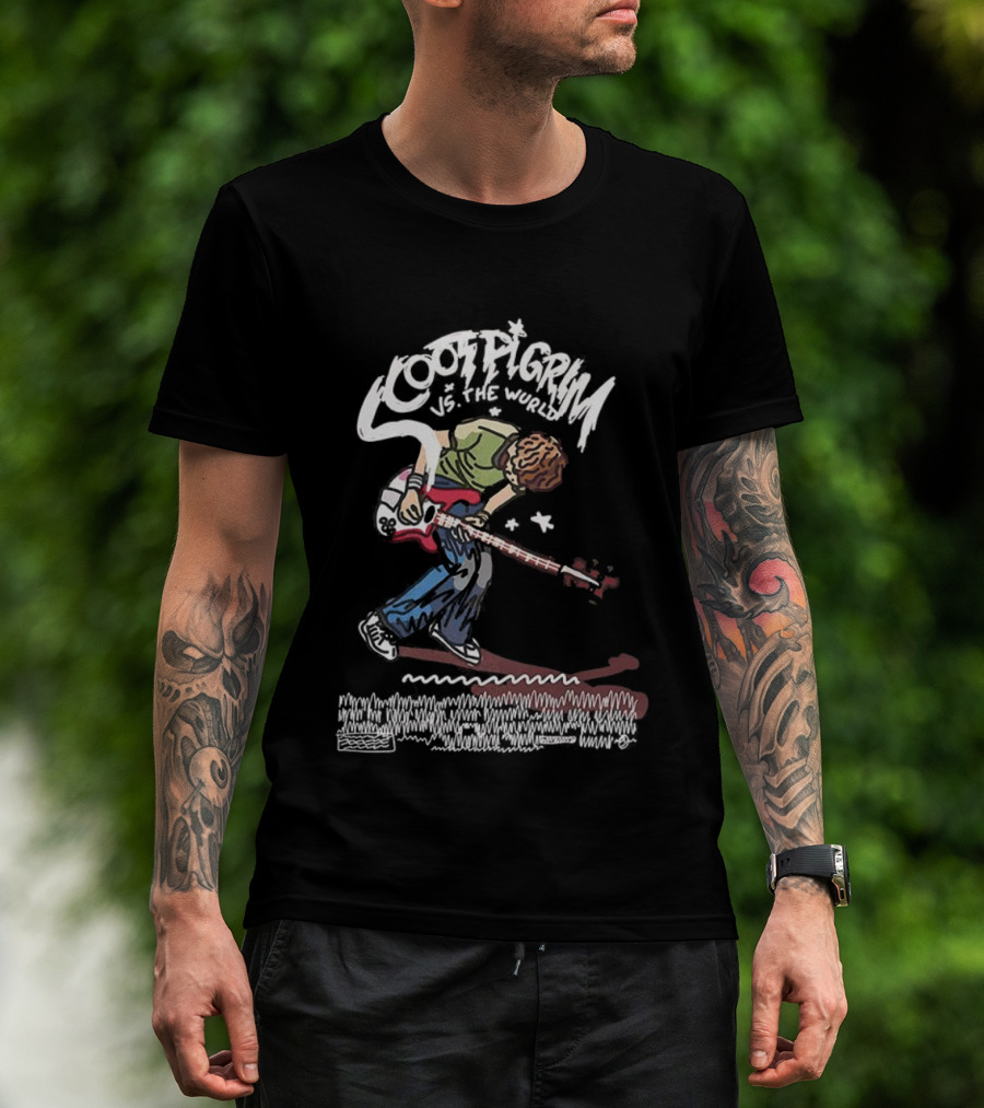 Scott Pilgrim Vs The World Cartoon Rocking Guitar Scene T-Shirt