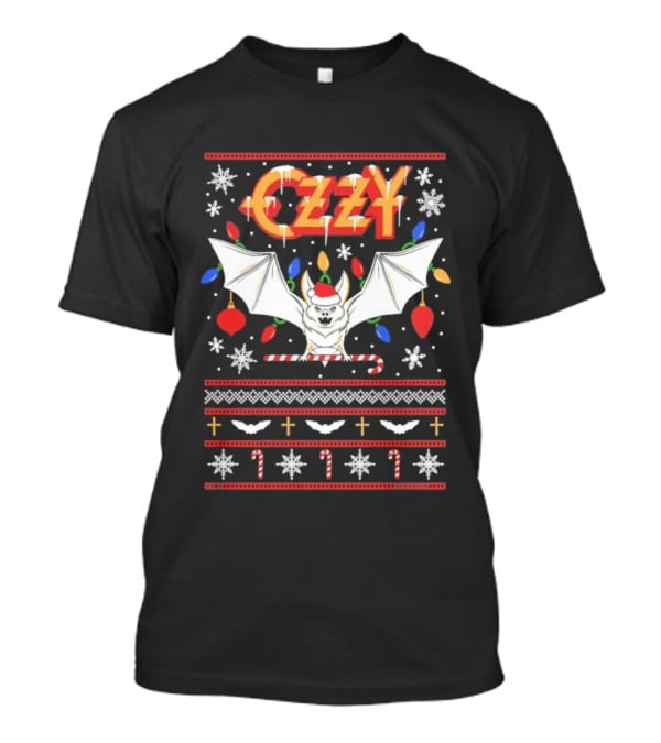 Ozzy Osbourne Christmas Bat Lights Holiday Sweater Style T-Shirt