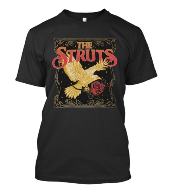 The Struts Golden Raven Holding Rose Vintage Art Deco Style T-Shirt