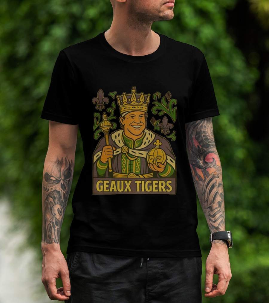 Geaux Tigers King Kiffin Lane LSU Football Cartoon Fleur-de-lis Royalty Theme T-Shirt