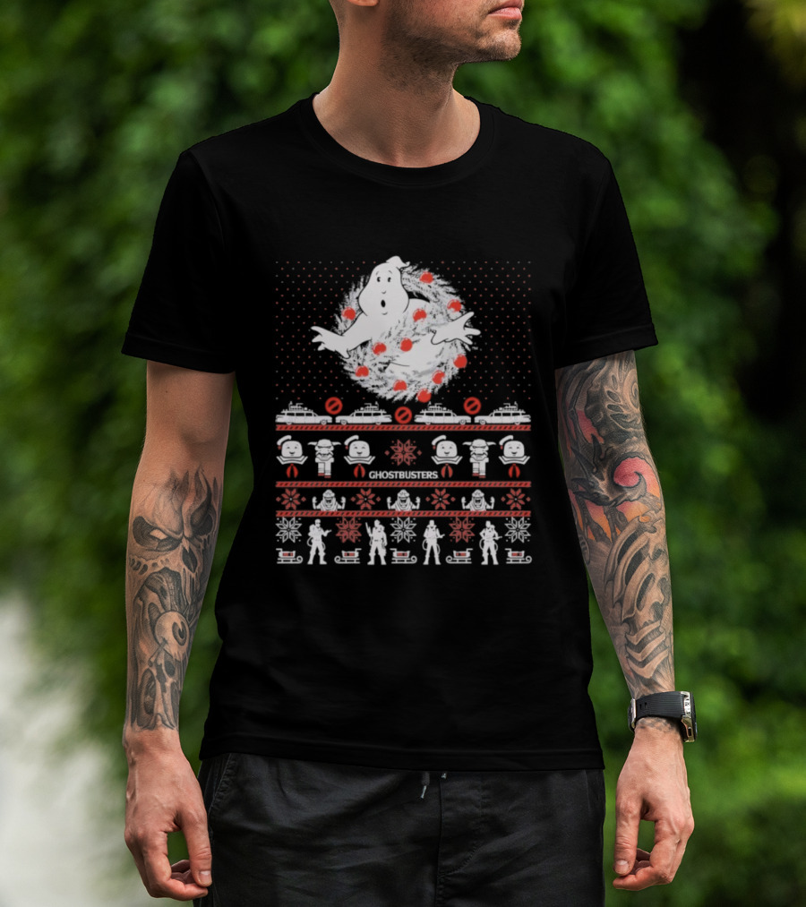 Ghostbusters Tis The Season For Bustin Ugly Christmas Sweater Style T-Shirt