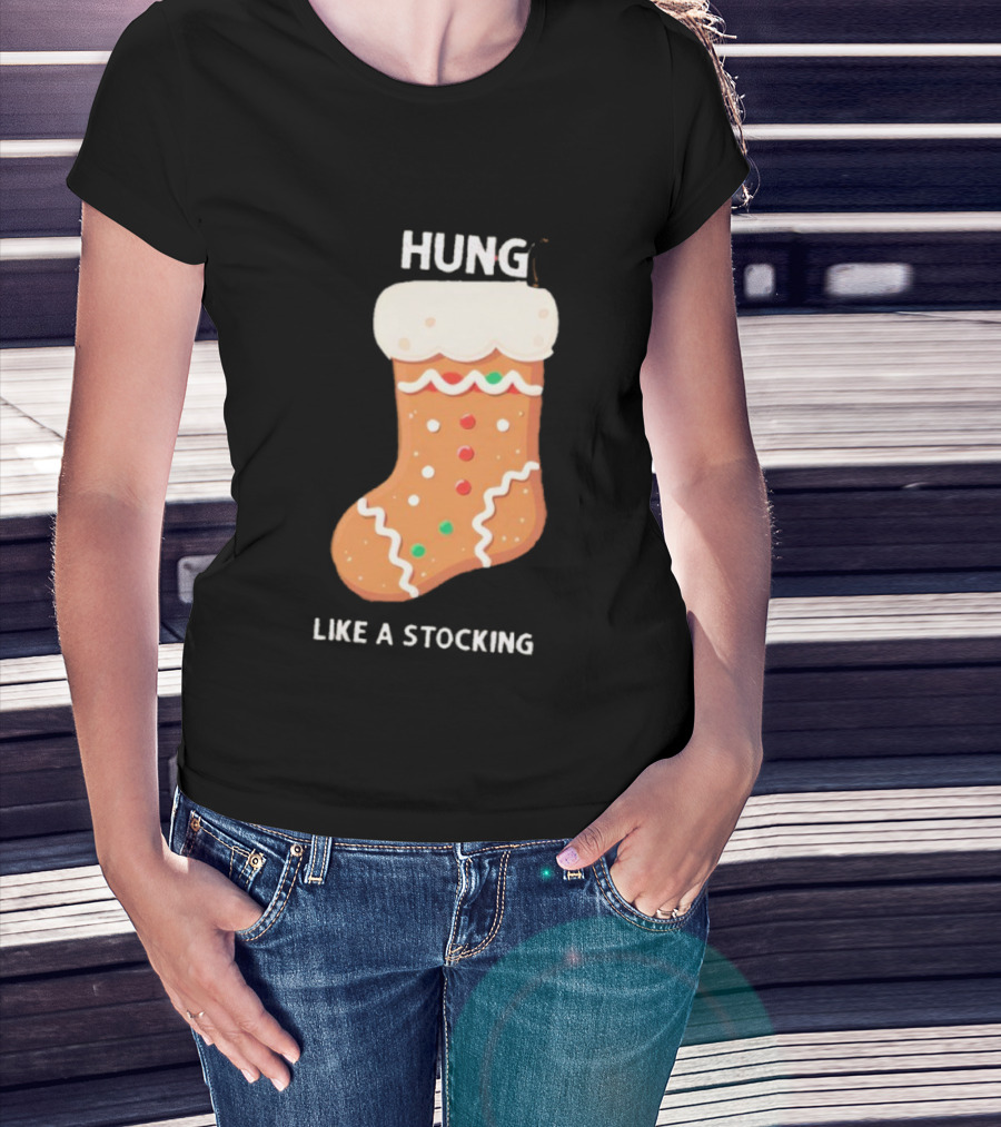 Hung Like A Stocking Gingerbread Christmas T-Shirt