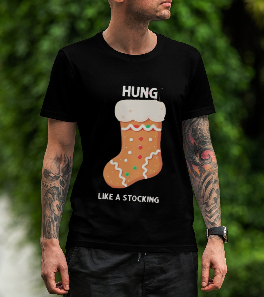 Hung Like A Stocking Gingerbread Christmas T-Shirt
