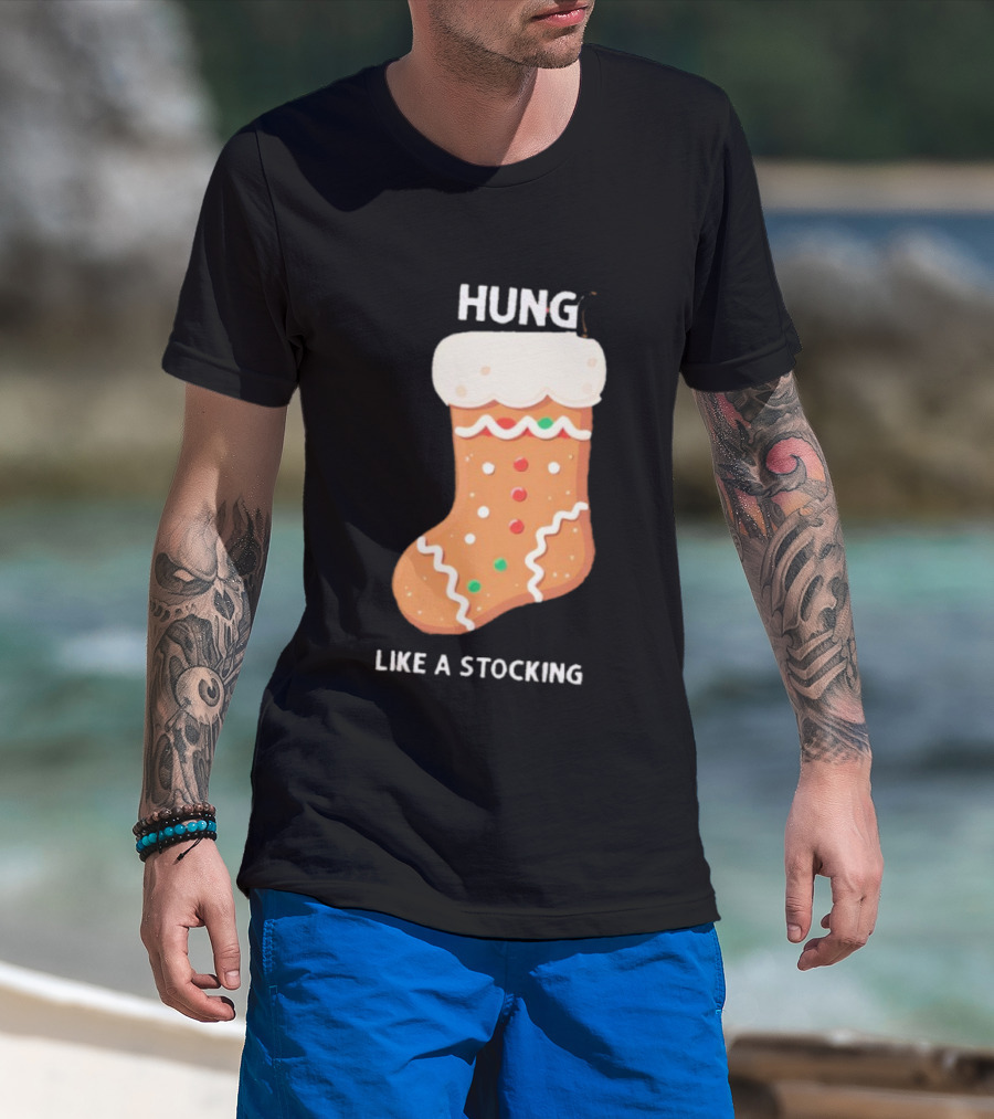 Hung Like A Stocking Gingerbread Christmas T-Shirt