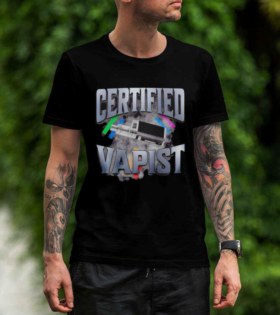 Certified Vapist Vape Cloud With Colorful Devices T-Shirt