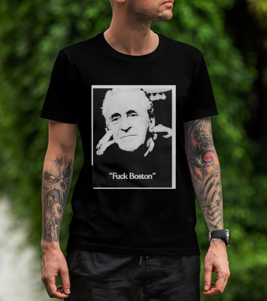 Pat Riley Portrait With 'Fuck Boston' Text T-Shirt