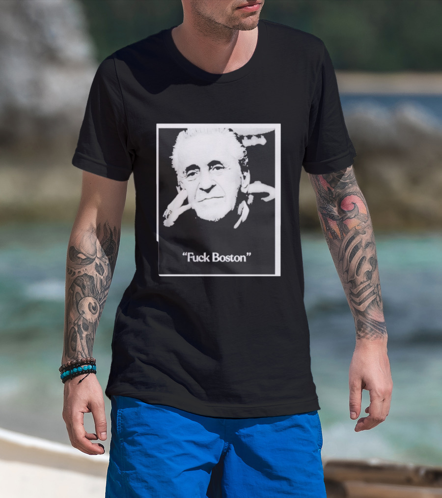 Pat Riley Portrait With 'Fuck Boston' Text T-Shirt