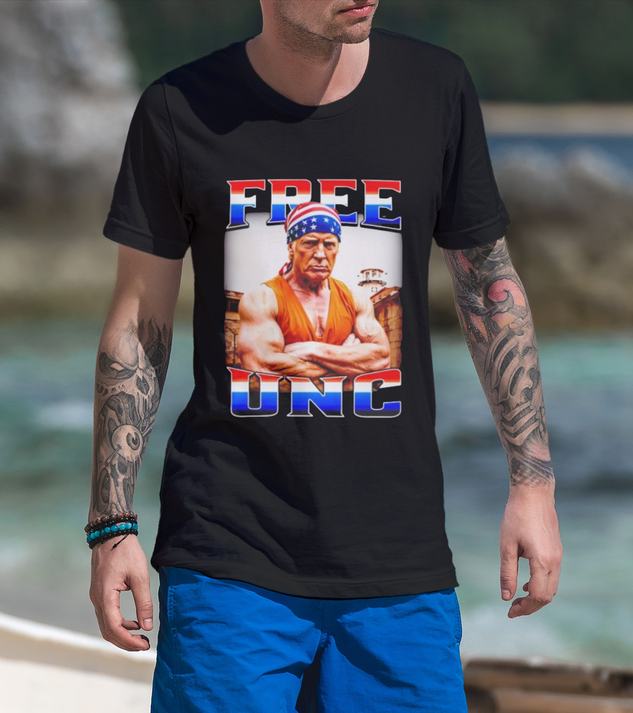 FREE UNC Donald Trump Patriotic Bandana Prison Parody T-Shirt