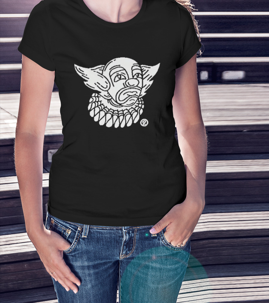Chicago Style Clown Face Drawing With Ruff Collar T-Shirt