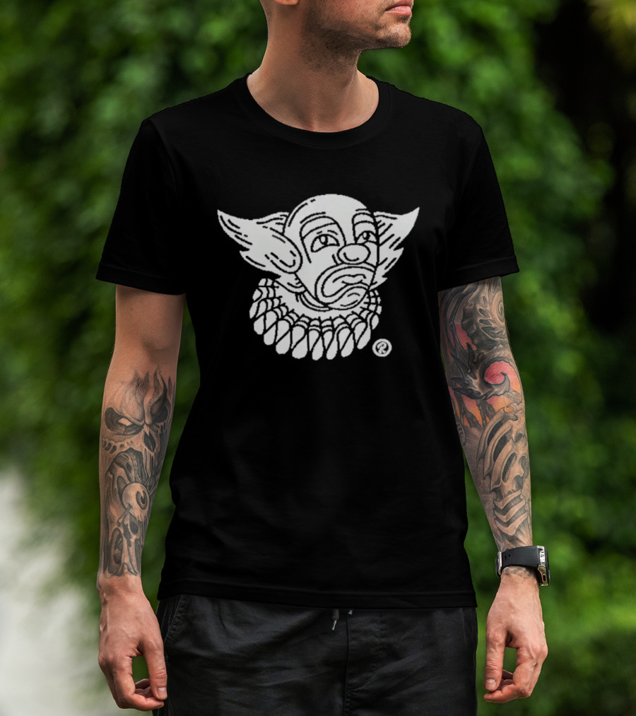 Chicago Style Clown Face Drawing With Ruff Collar T-Shirt