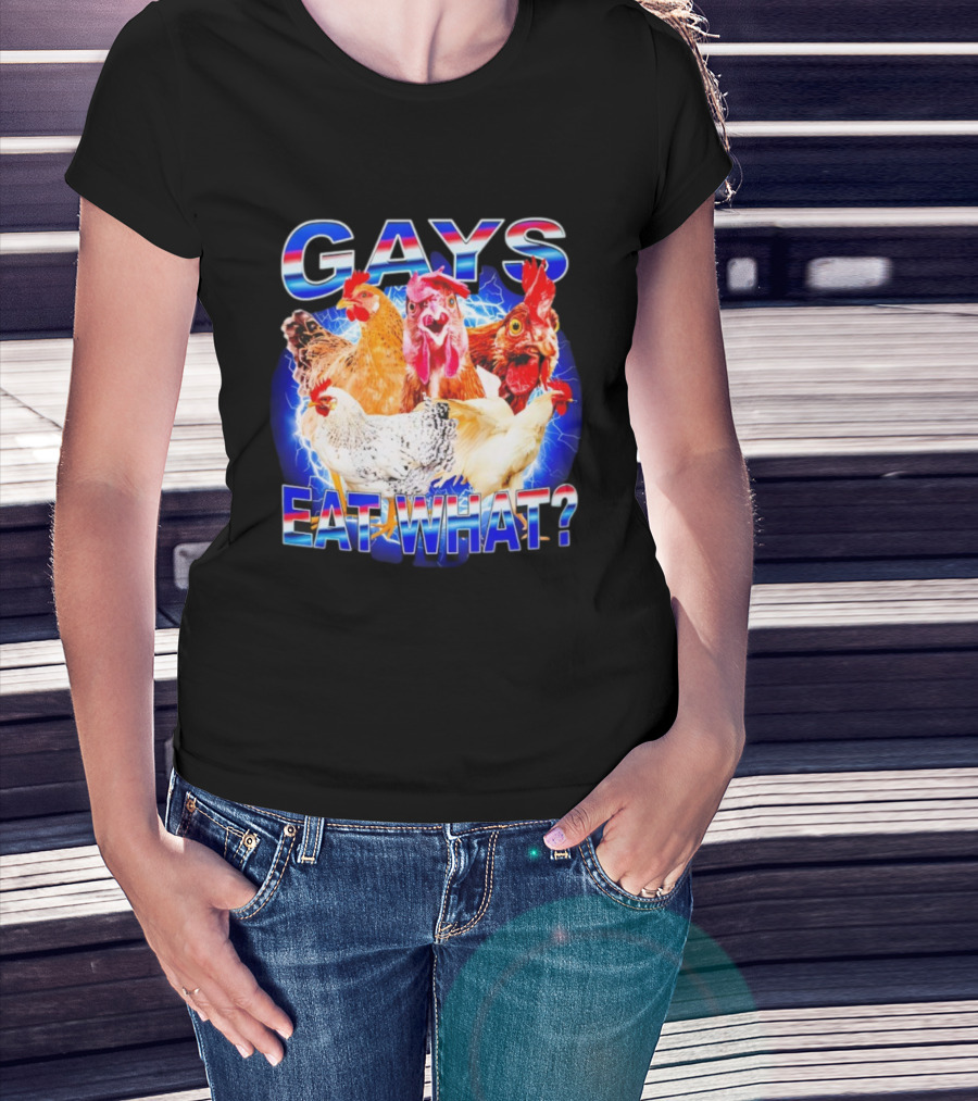 Gay Chicken Gays Eat What Vibrant Rooster Humor T-Shirt