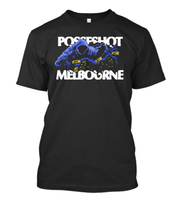 Posseshot Melbourne Ghost Town Blue Smoke Ghostly Cityscape T-Shirt