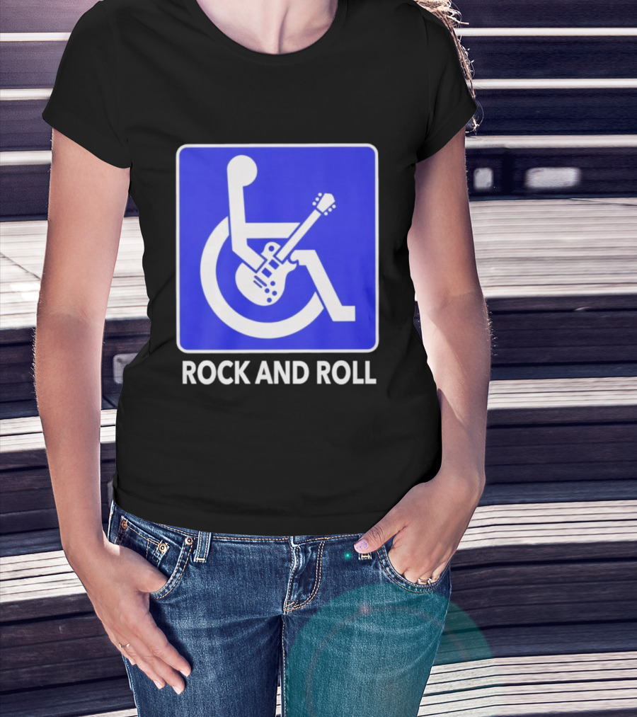 Rock And Roll Wheelchair Guitar Icon T-Shirt