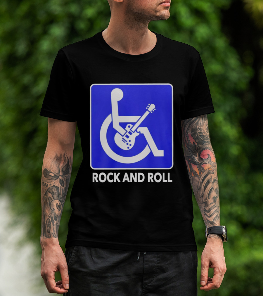 Rock And Roll Wheelchair Guitar Icon T-Shirt