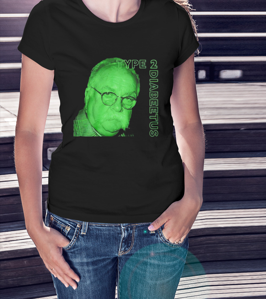 Type 2 Diabetes Wilford Brimley Green Portrait T-Shirt