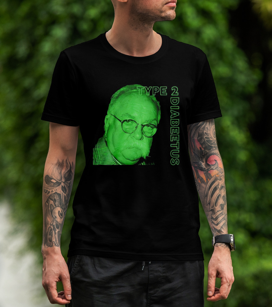 Type 2 Diabetes Wilford Brimley Green Portrait T-Shirt