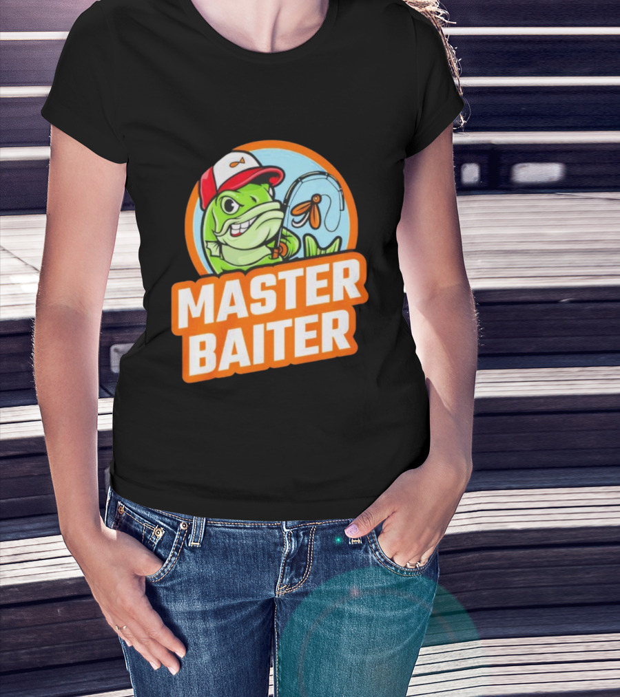 Master Baiter Fish Cartoon Fishing Humor T-Shirt