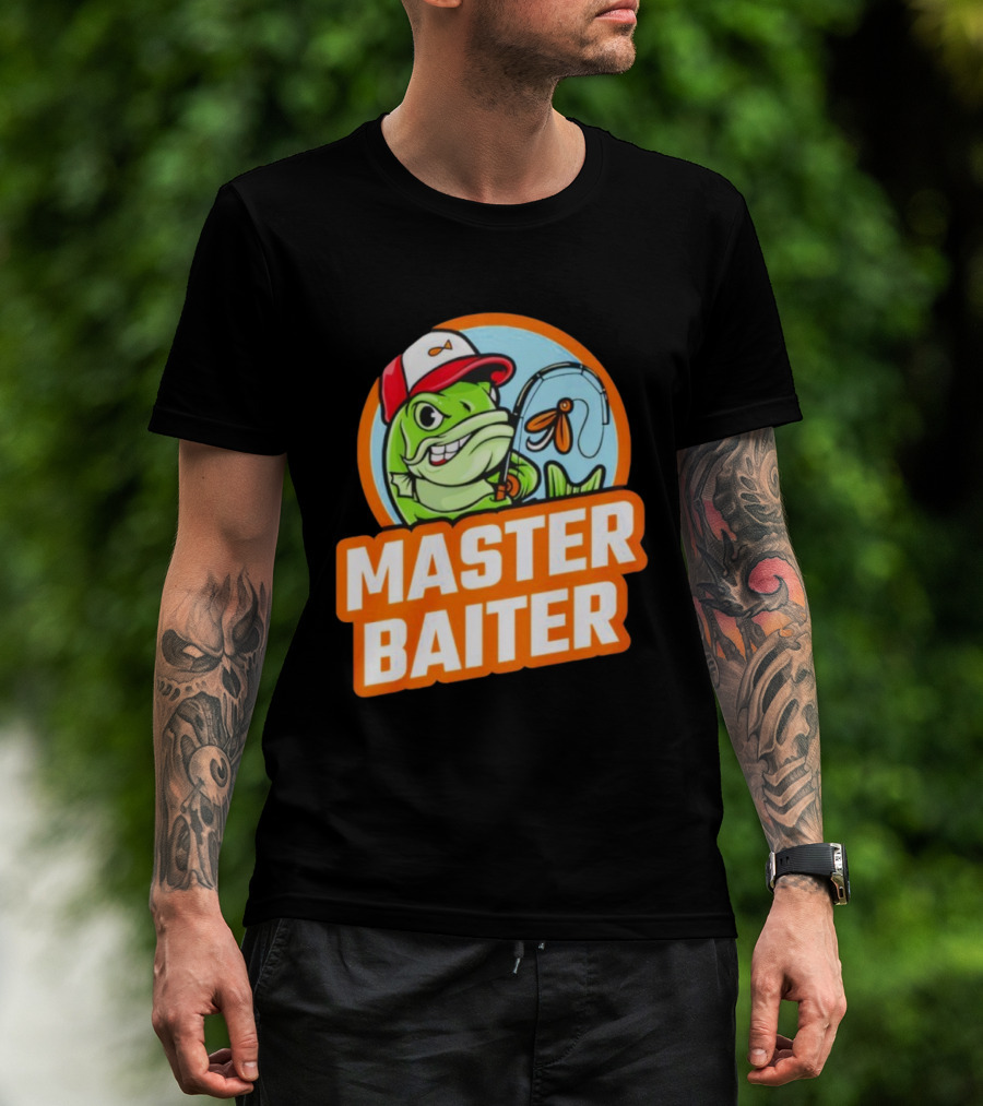 Master Baiter Fish Cartoon Fishing Humor T-Shirt