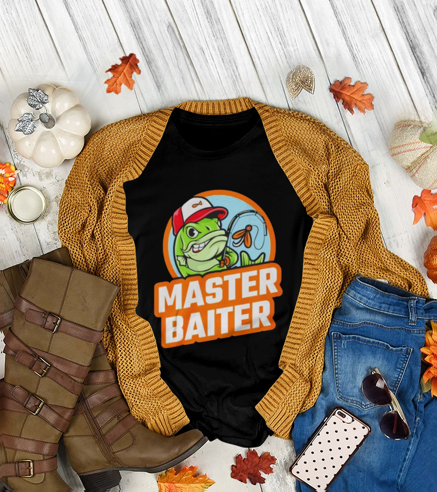 Master Baiter Fish Cartoon Fishing Humor T-Shirt