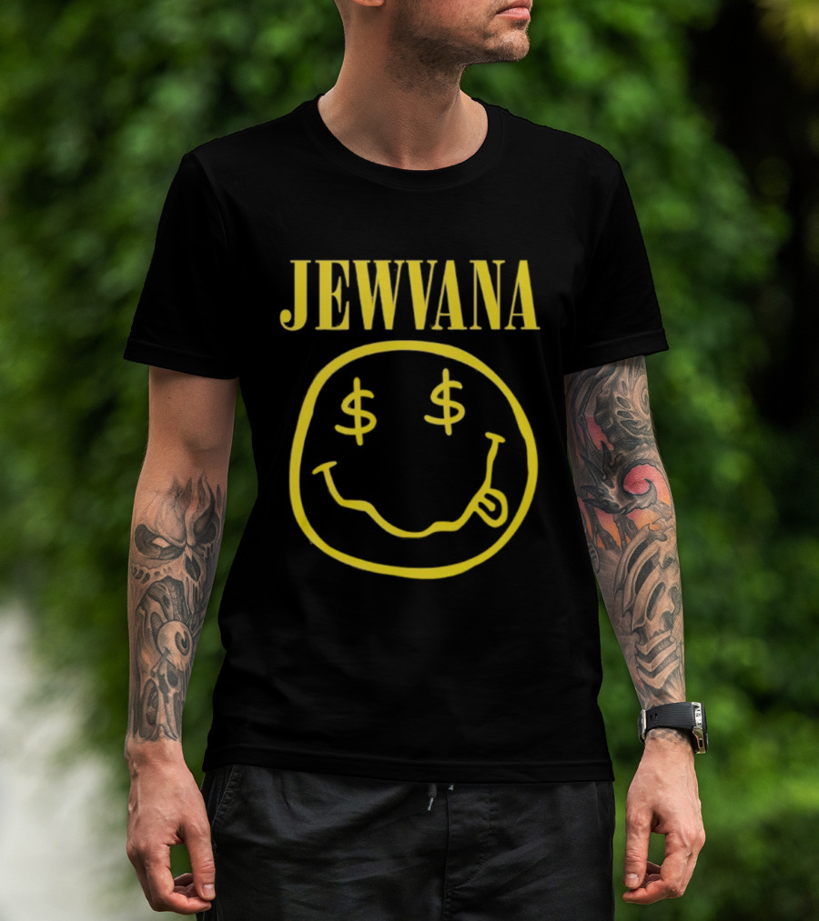 Jewvana Smiley Face Dollar Eyes Nirvana Parody T-Shirt