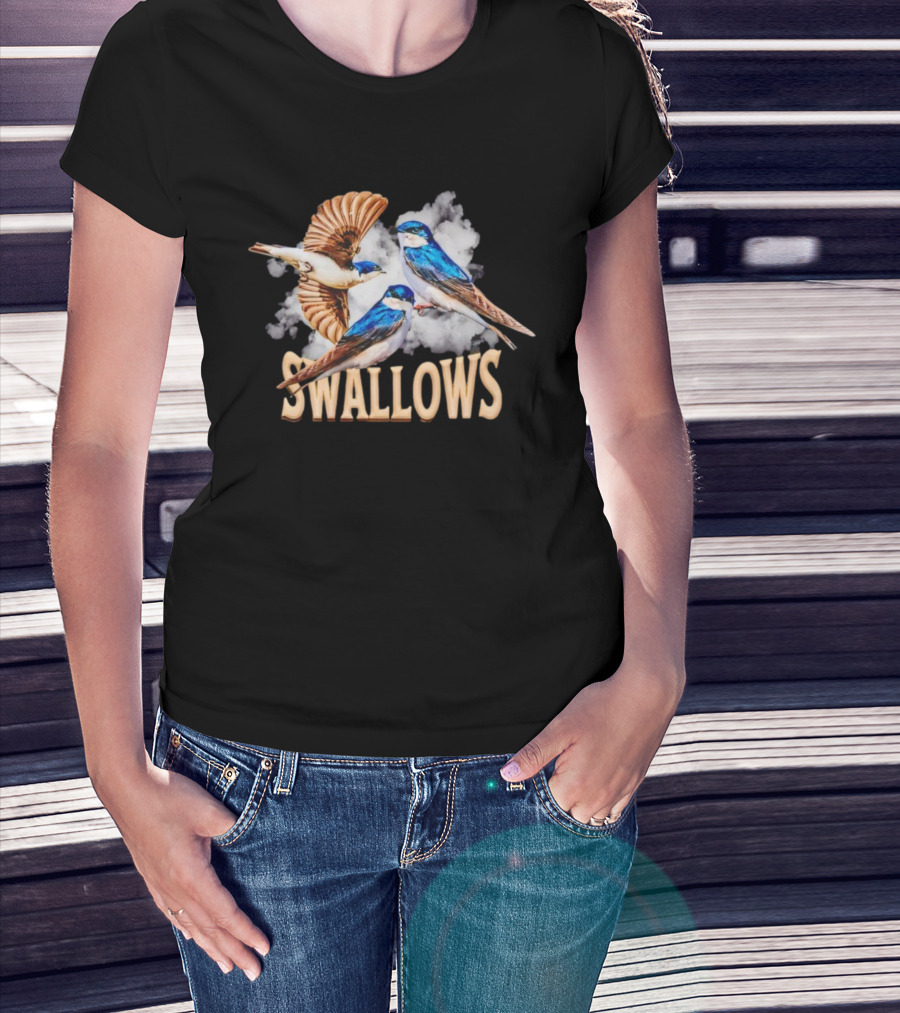 Swallows Hirundinidae Blue Birds Realistic Image T-Shirt