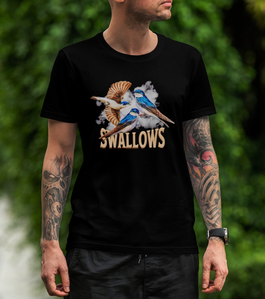 Swallows Hirundinidae Blue Birds Realistic Image T-Shirt