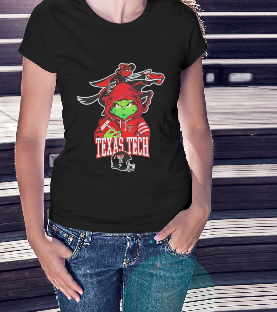 Texas Tech Grinch Football Raider Mascot NCAA T-Shirt
