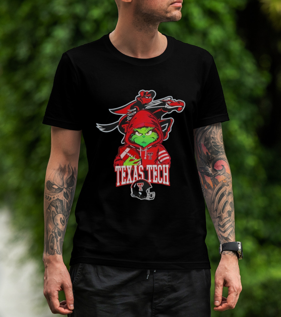 Texas Tech Grinch Football Raider Mascot NCAA T-Shirt