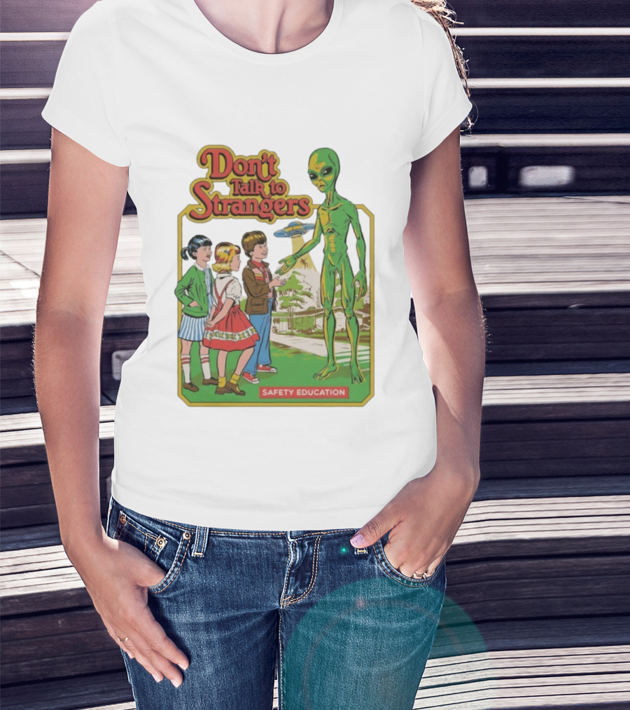 Don't Talk To Strangers Safety Education Alien Encounter Scene T-Shirt
