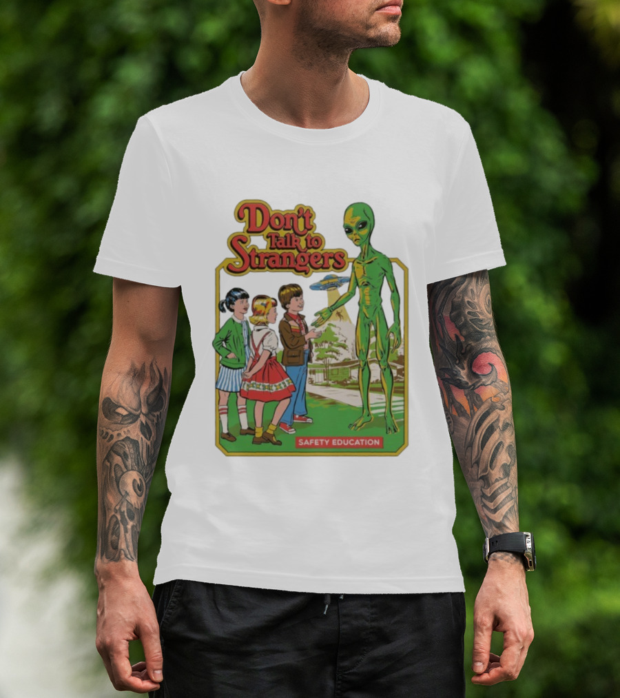 Don't Talk To Strangers Safety Education Alien Encounter Scene T-Shirt