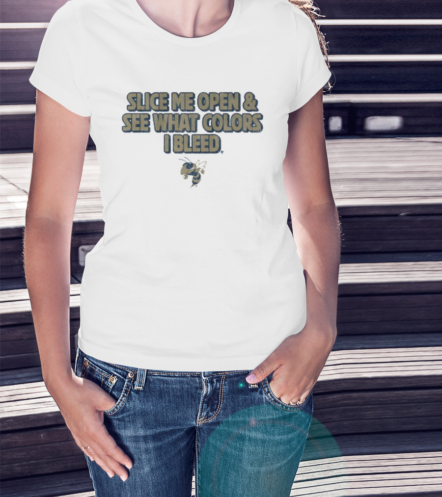 Georgia Tech Yellow Jackets Slice Me Open & See What Colors I Bleed T-Shirt
