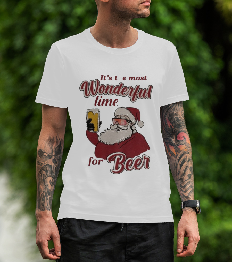 It's The Most Wonderful Time For Beer Christmas Santa T-Shirt