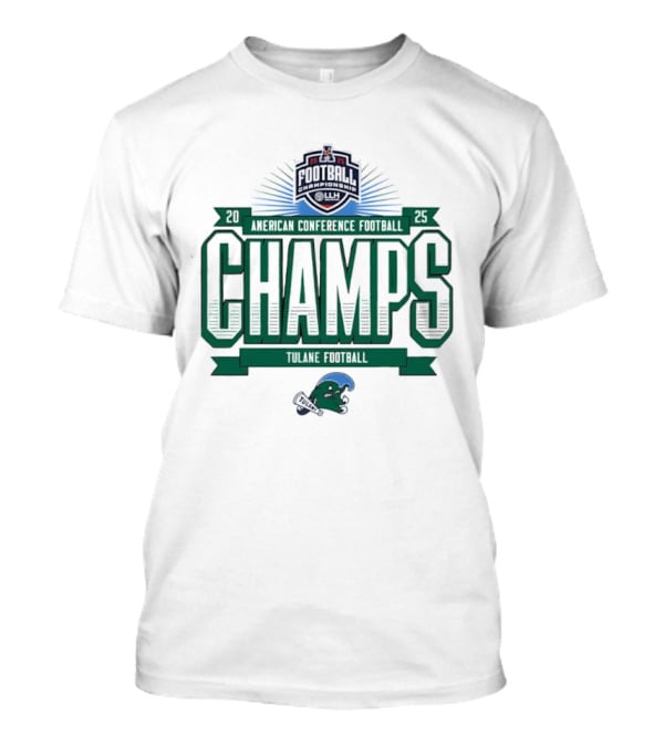 Tulane Football 2025 American Conference Champs Blueprint Helmet Champs T-Shirt