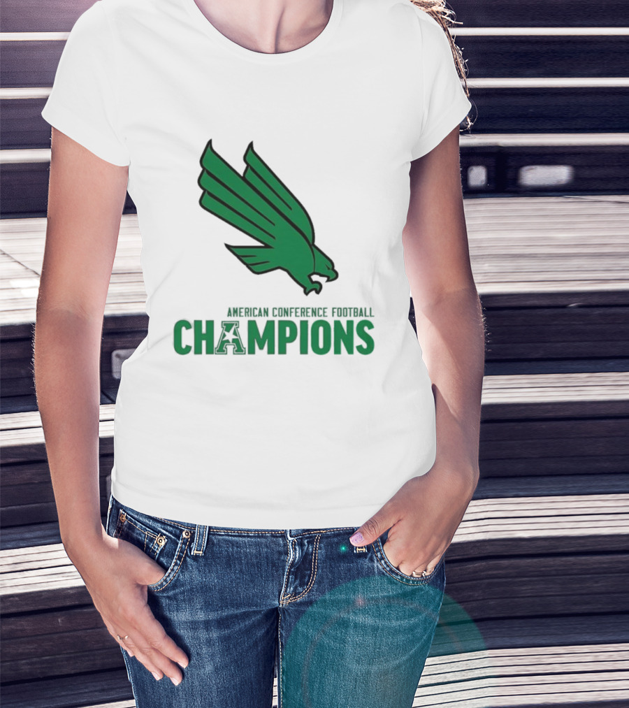 UNT Football 2025 American Conference Champions Green Eagle Celebration T-Shirt