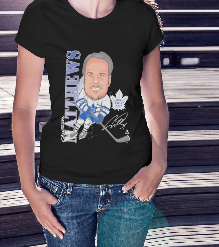 Auston Matthews Toronto Maple Leafs Signature Art Caricature T-Shirt