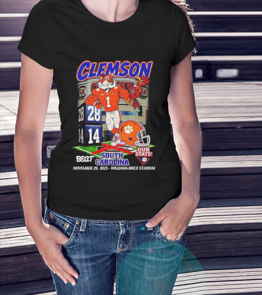 Clemson Tigers 28-14 South Carolina November 29 2025 Williams Brice Stadium Our State T-Shirt