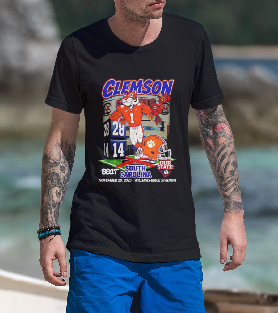 Clemson Tigers 28-14 South Carolina November 29 2025 Williams Brice Stadium Our State T-Shirt