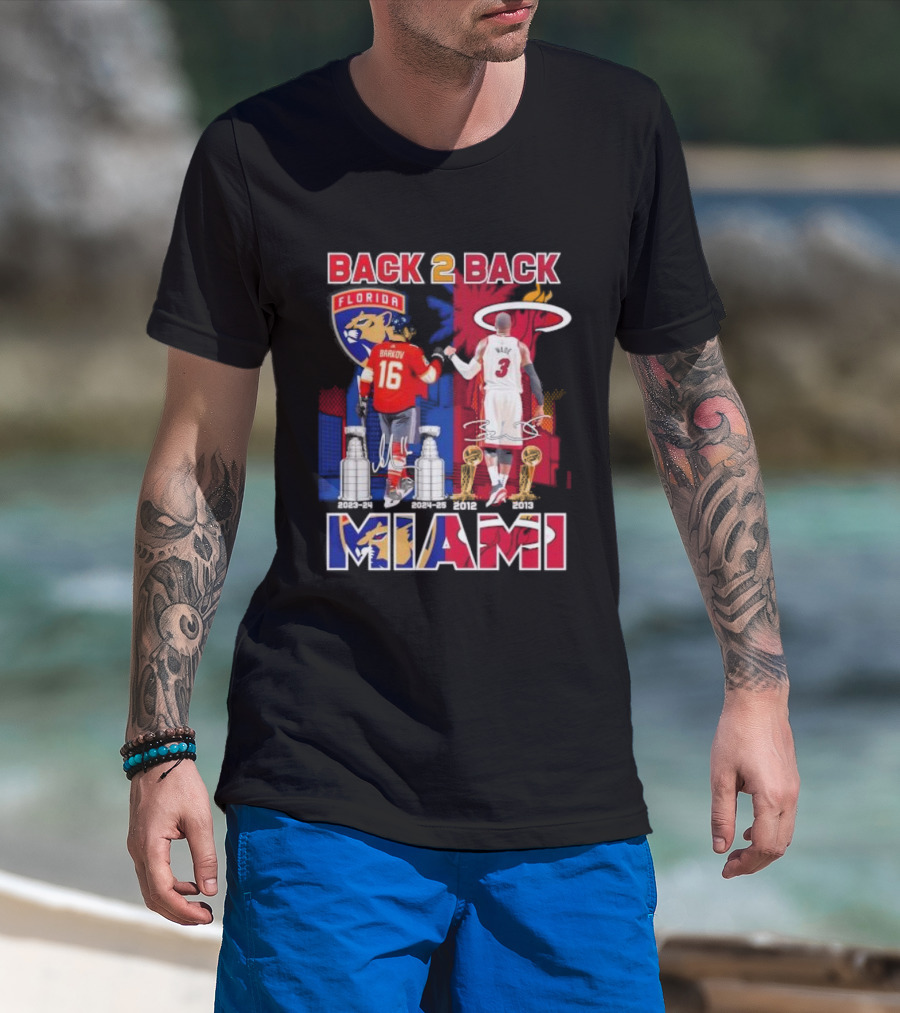 Back 2 Back Florida Panthers Miami Heat Miami Signatures T-Shirt