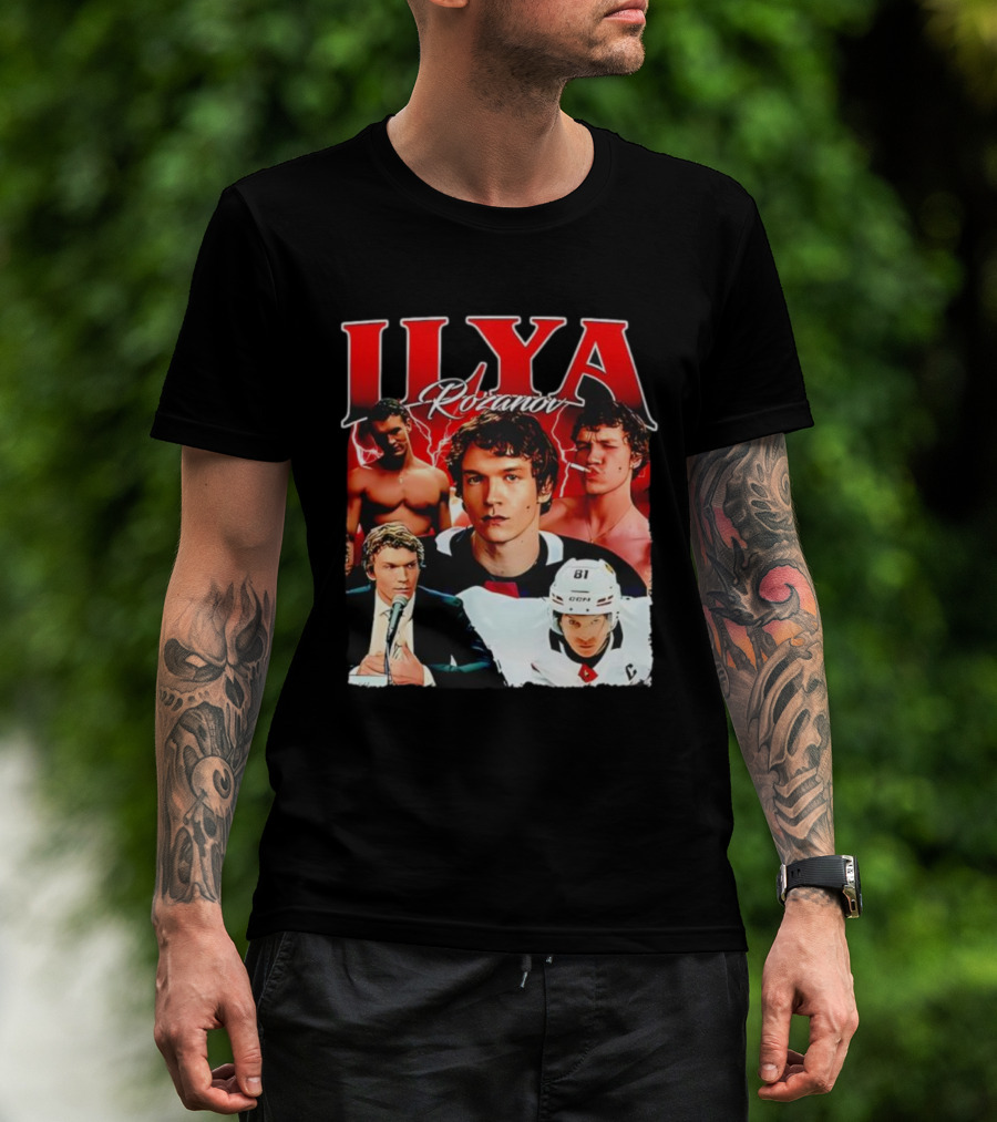 Ilya Rozanov Hockey Collage Retro Style T-Shirt
