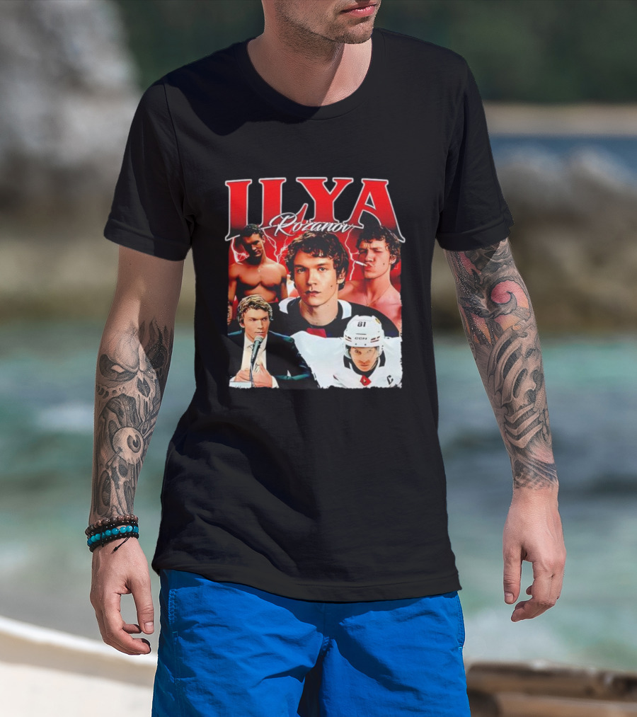 Ilya Rozanov Hockey Collage Retro Style T-Shirt