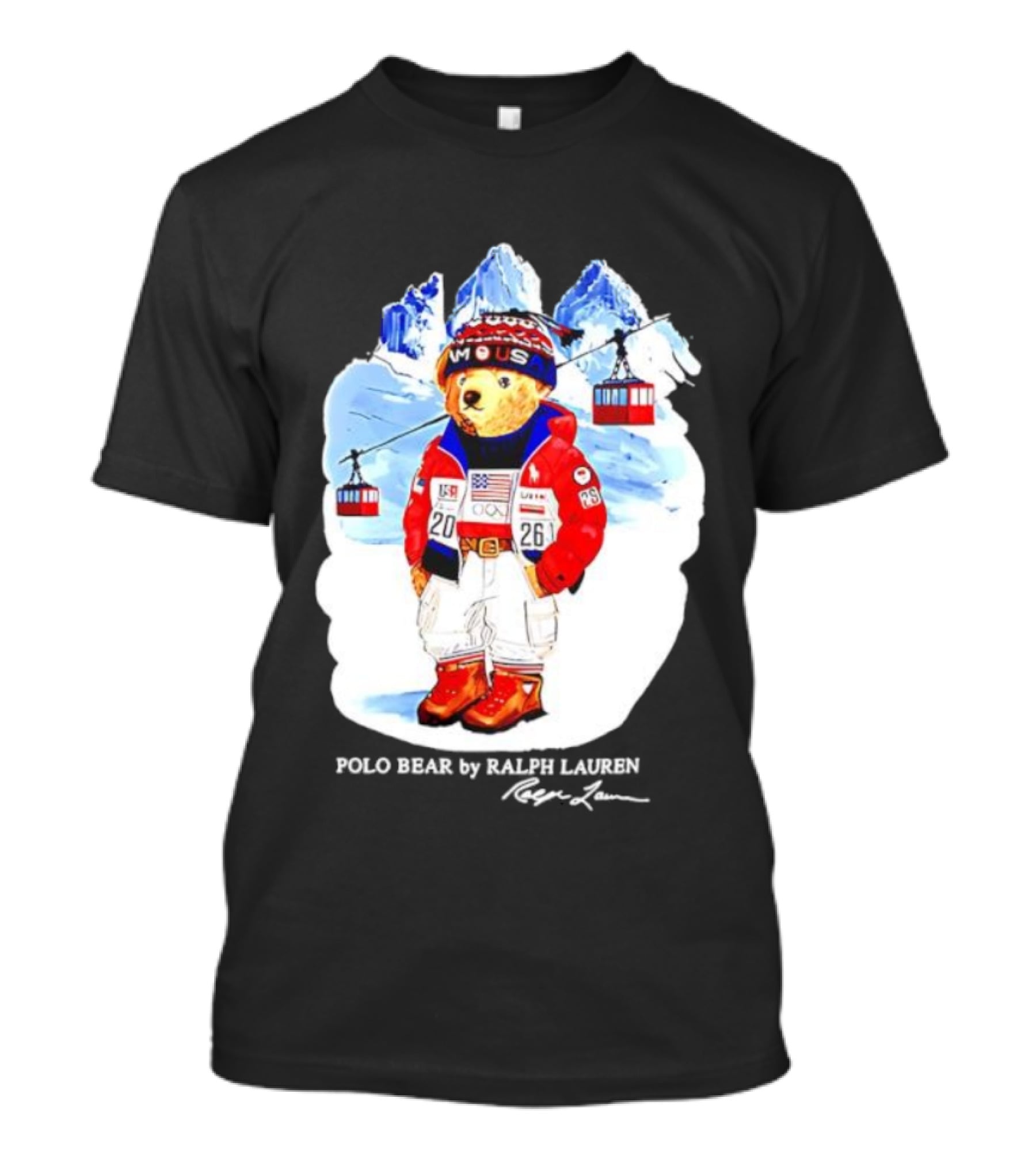 Polo Bear Ralph Lauren Team USA Olympics Winter Ski Mountain Adventure T-Shirt
