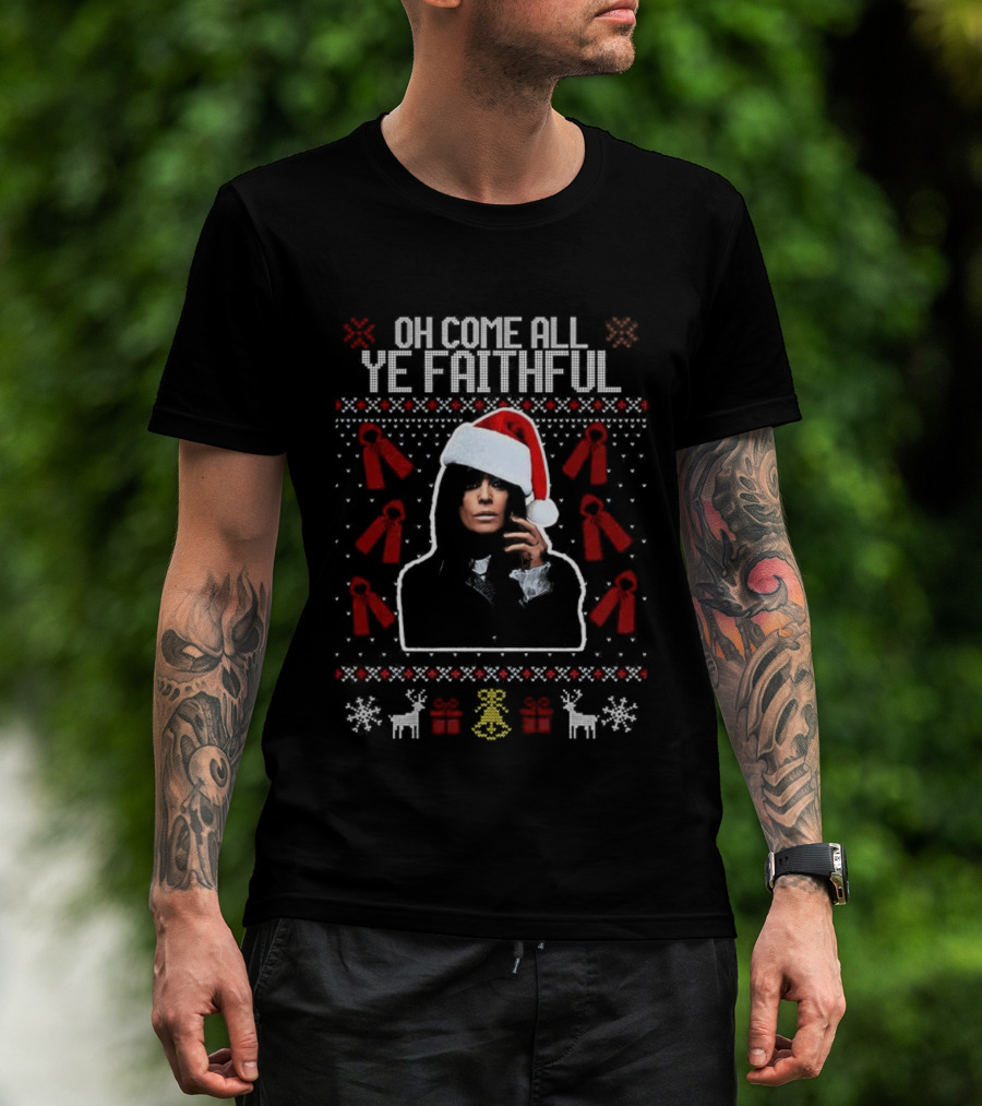 Oh Come All Ye Faithful Claudia Winkleman Santa Ugly Christmas T-Shirt