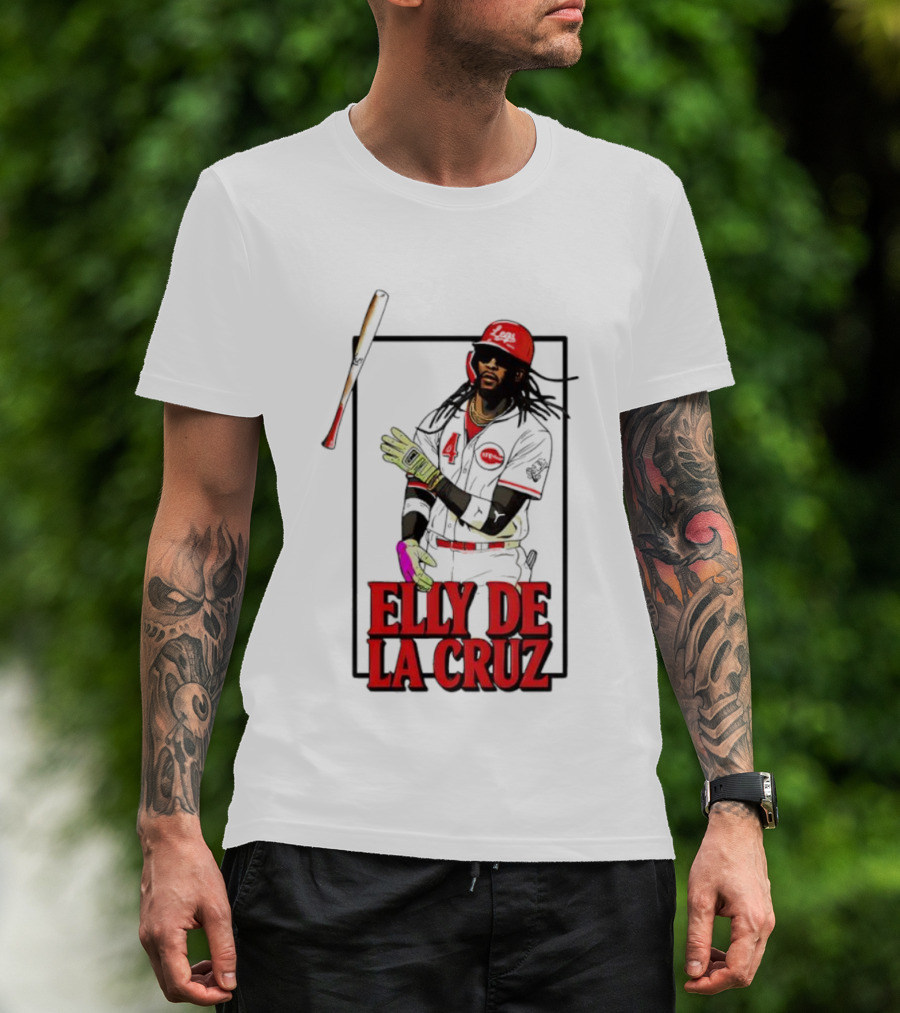 Elly De La Cruz Cincinnati Reds Baseball Player Bat Flip T-Shirt