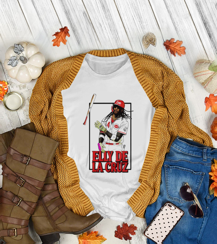 Elly De La Cruz Cincinnati Reds Baseball Player Bat Flip T-Shirt