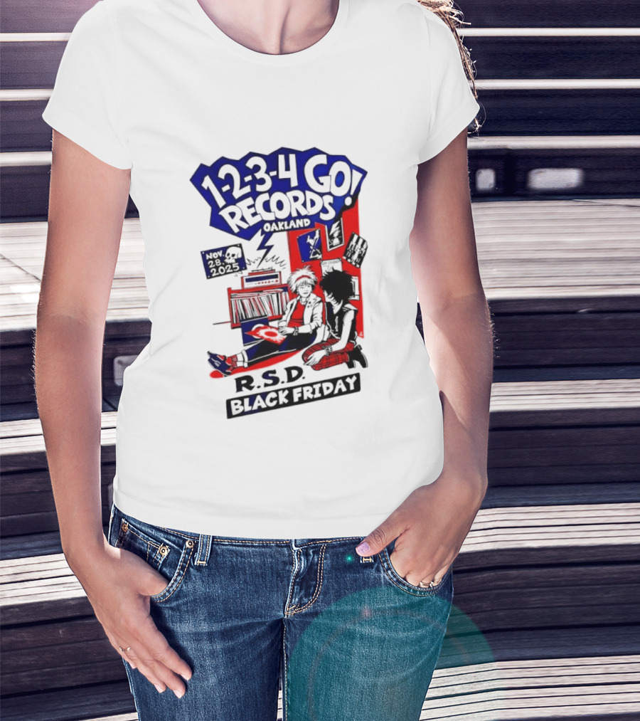 1-2-3-4 Go Records Black Friday November 28th 2025 Oakland T-Shirt