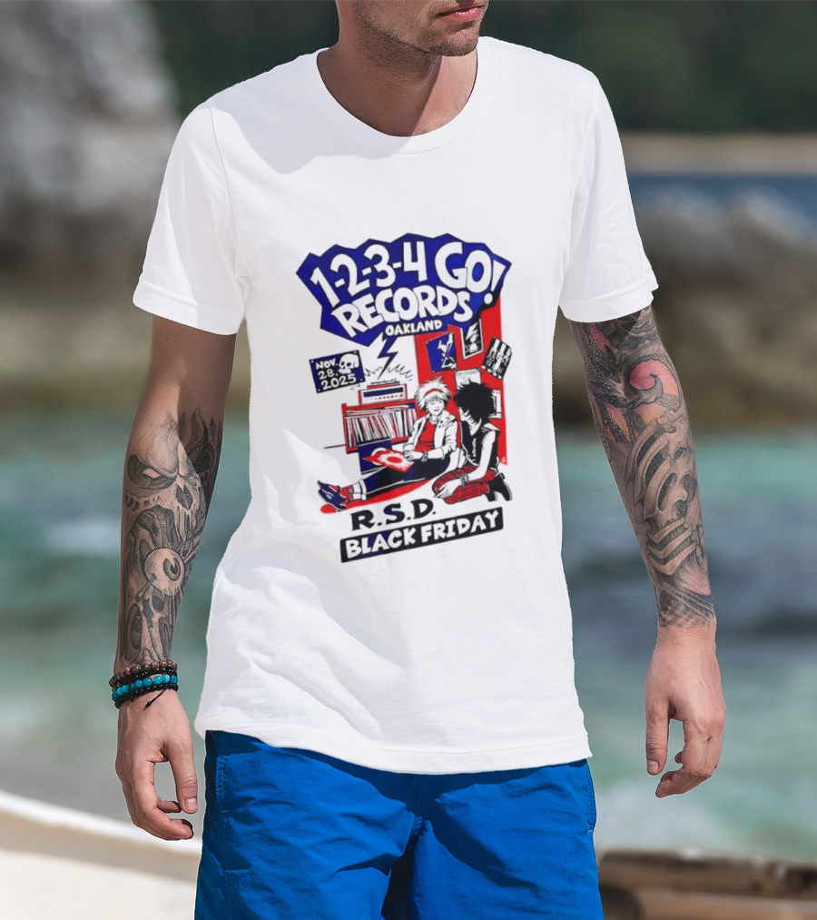 1-2-3-4 Go Records Black Friday November 28th 2025 Oakland T-Shirt