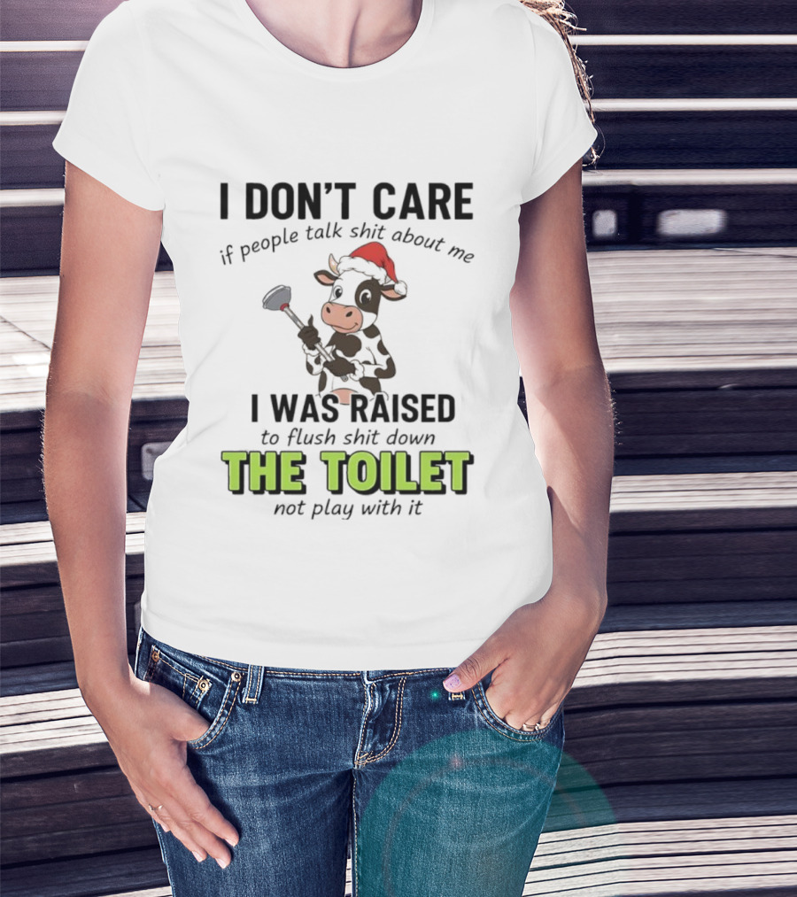 Santa Cow Flush Shit Down The Toilet Humor T-Shirt