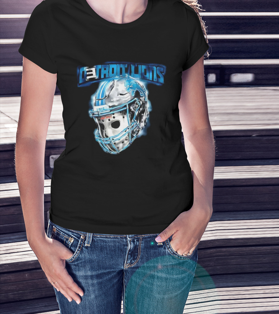 Detroit Lions NFL Detroit Lions Helmet Jason Voorhees Mask T-Shirt