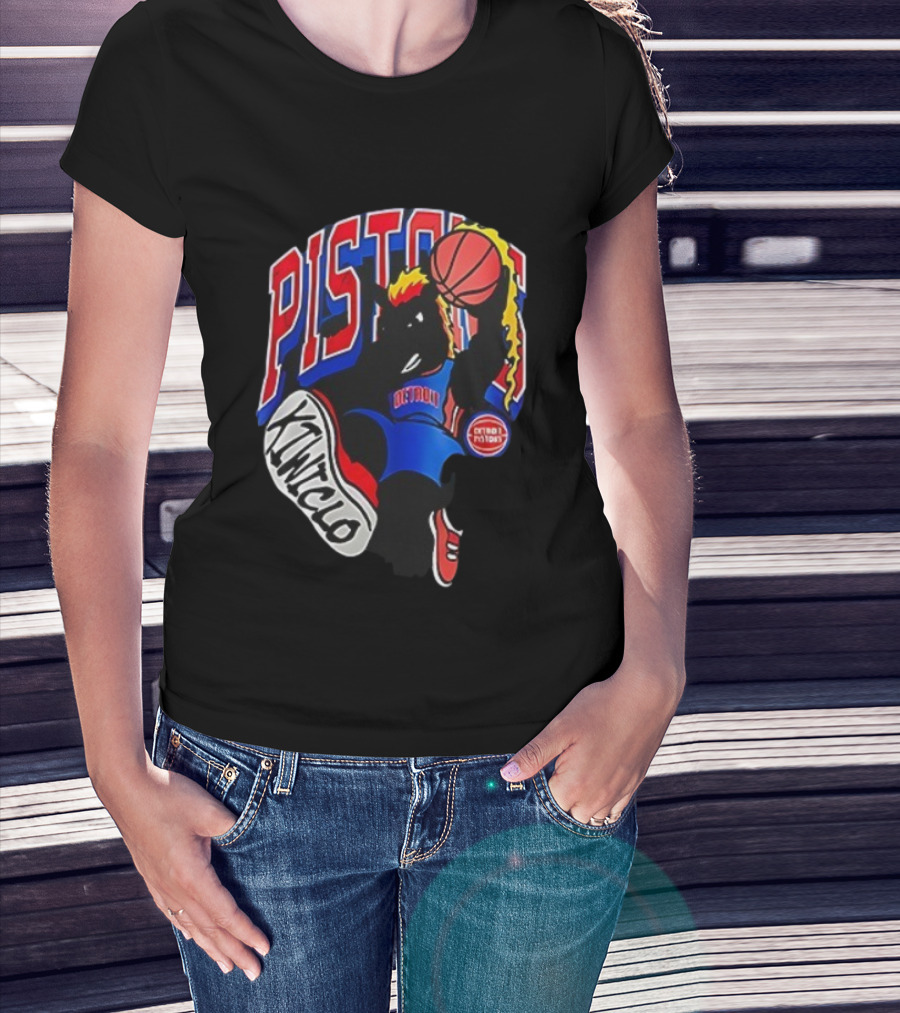 Detroit Pistons Hooper Basketball Cartoon Character Design Kwikclo Brand T-Shirt