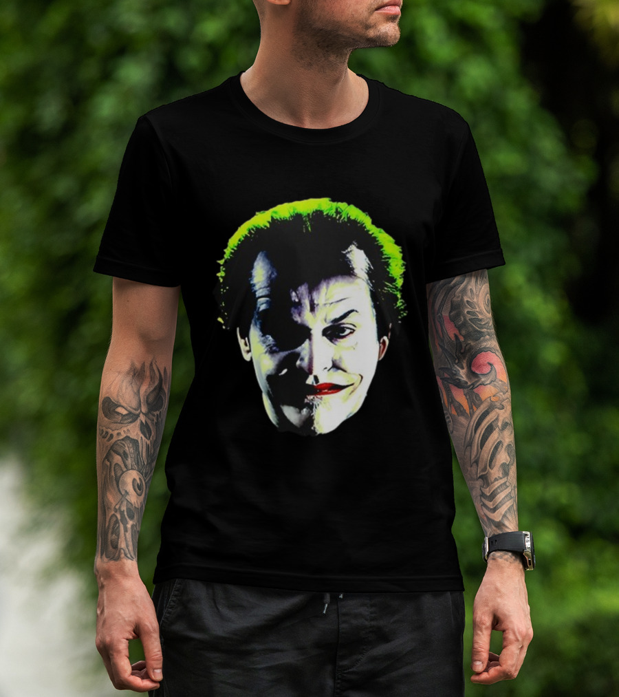Jack Nicholson Joker Green Hair Batman Villain Face T-Shirt